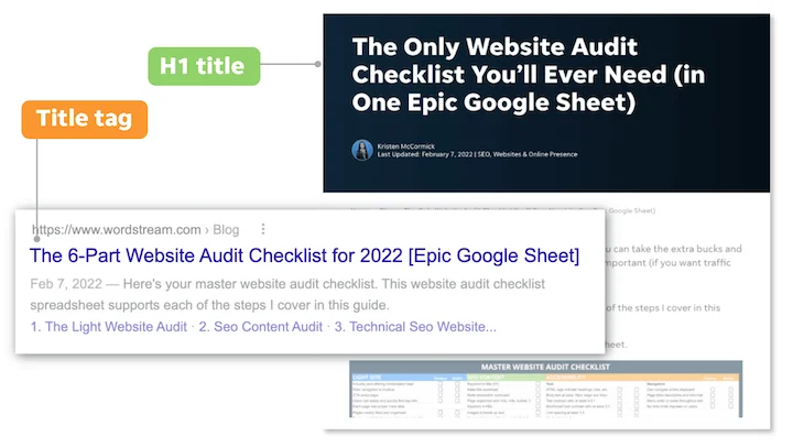 seo optimization title tag h1 title